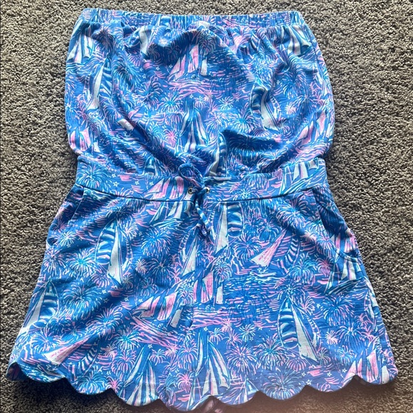 Lilly Pulitzer Jace Boca Blue It’s A Sailabration Strapless Romper - Picture 3 of 7